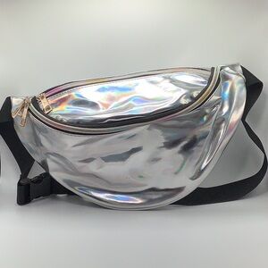 Silver rainbow large concert festival Fanny pack